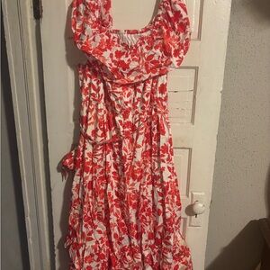 Lane Bryant Red and White Strapless Dress
